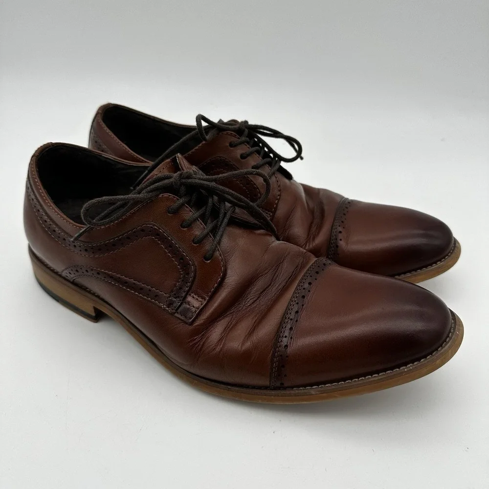 Stacy Adams Shoes Mens‎ 9 M Dickinson Dress Cap Oxford 25066-221 Brown Leather